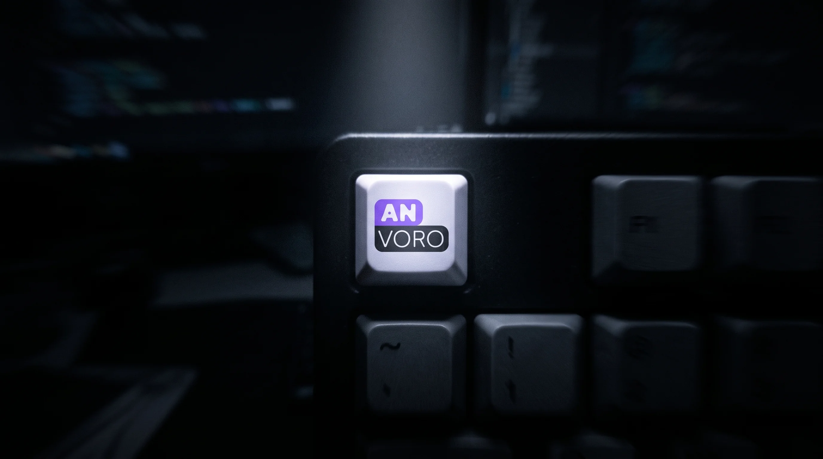 ANVORO key on a mechanical keyboard in a software studio